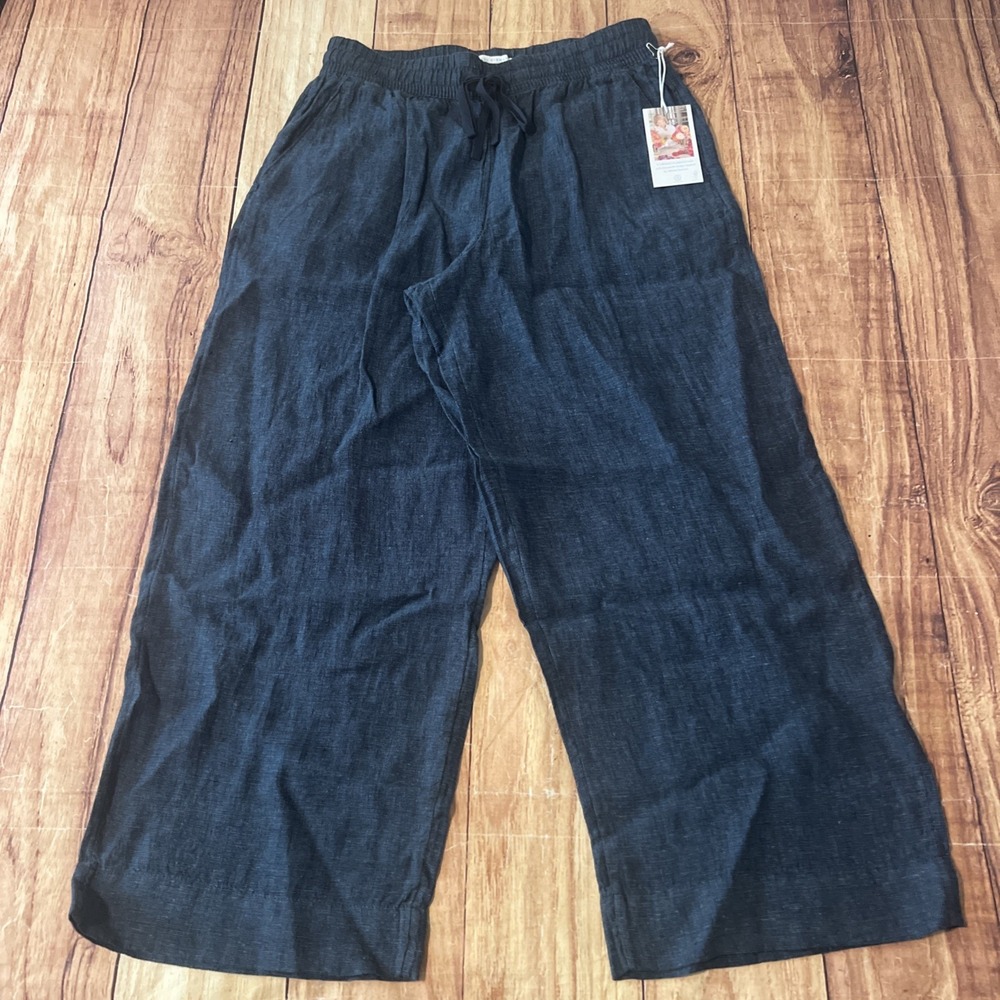 NWT Martha Stewart Collection Pants Women's Medium Linen Wide Leg Drawstring
